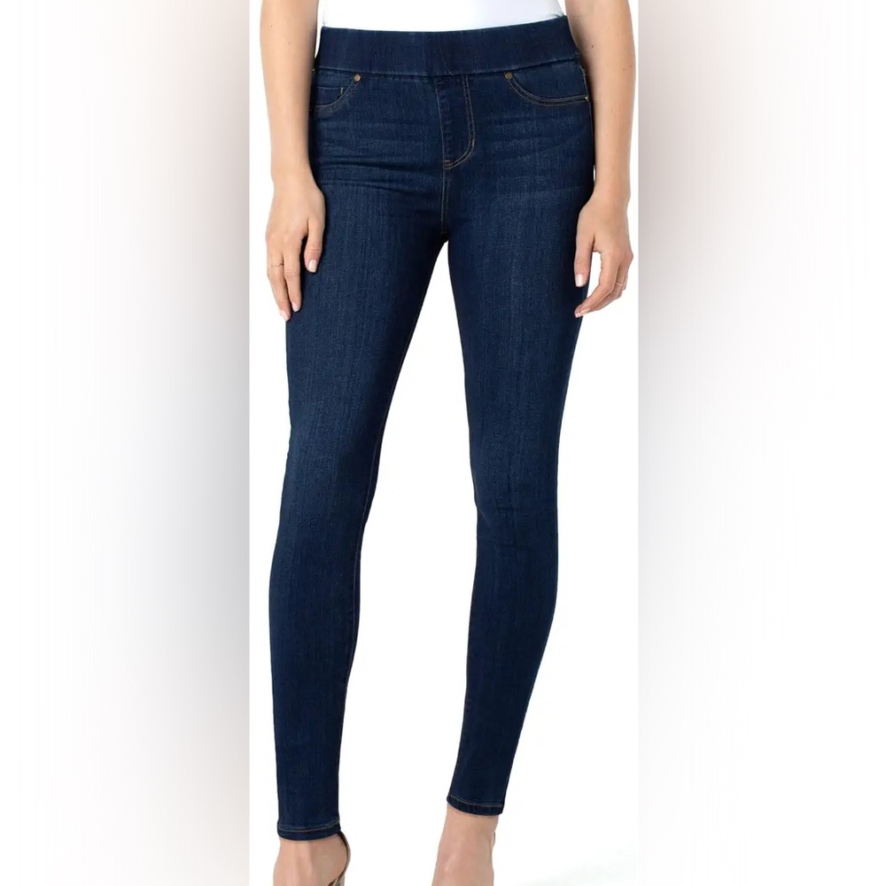 Liverpool Dark Wash The‎ Skinny Sienna High Rise Pull On Skinny Jeans